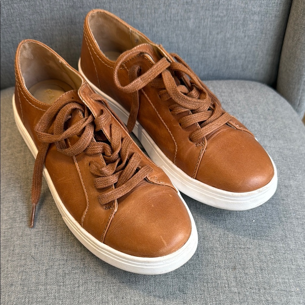 Brown Leather Sneakers PLG Patina Cognac color